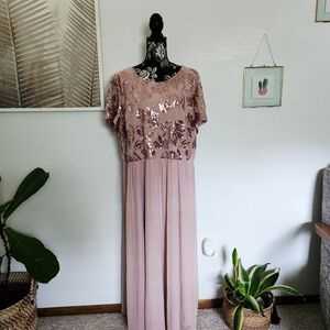 R&M Richards Blush Pink Sequin Bodice Formal Gown - Women's Size 22W